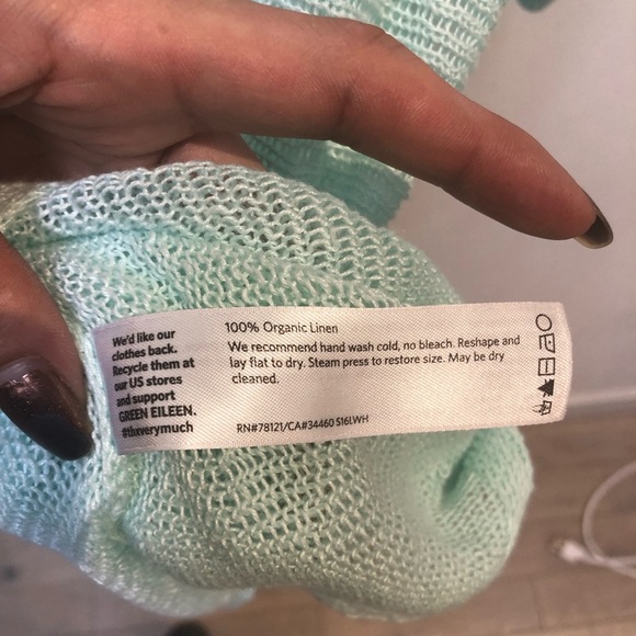 Eileen Fisher Green Boxy 3/4 Sleeve T-Shirt - Picture 3 of 4